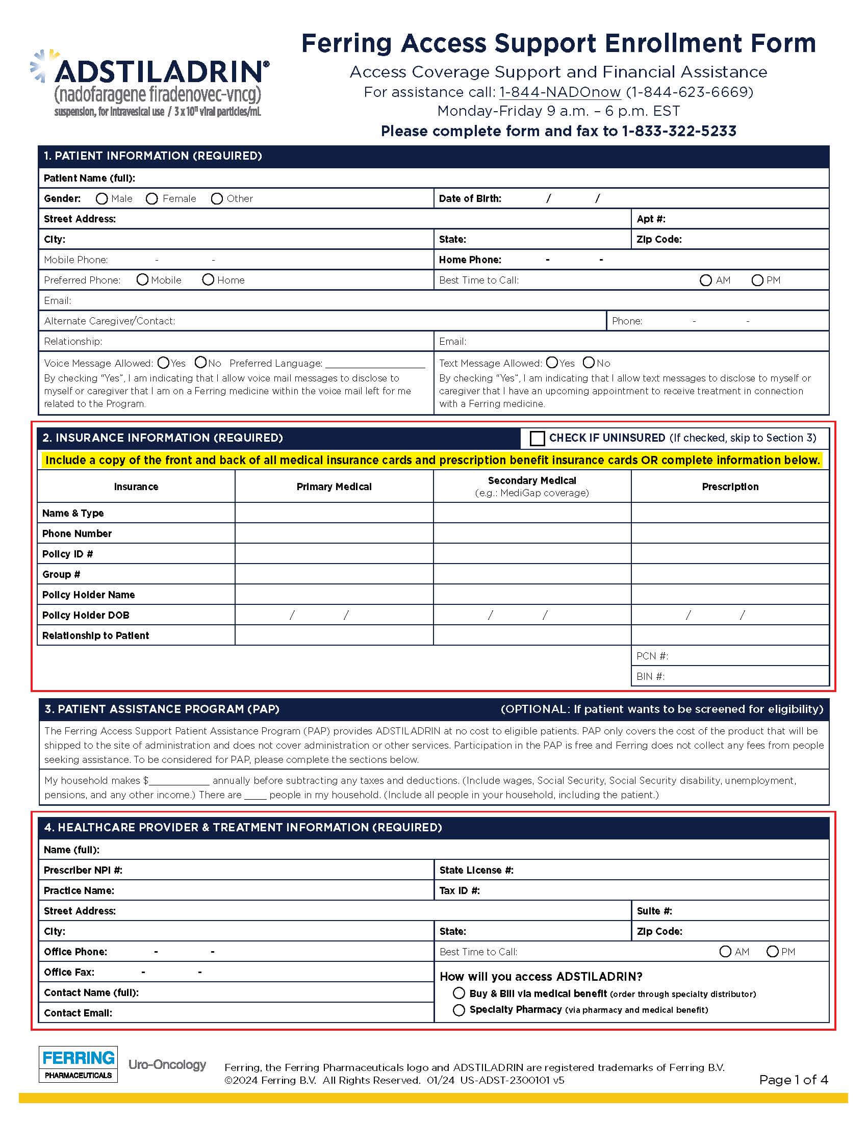 ADSTILADRIN Patient Enrollment Form