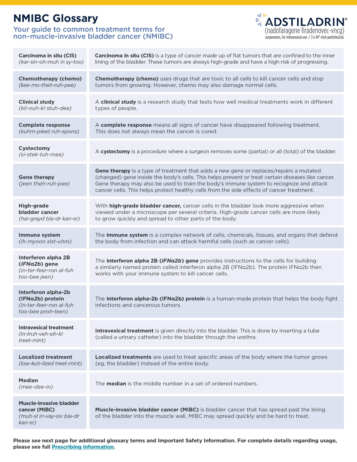 NMIBC Glossary